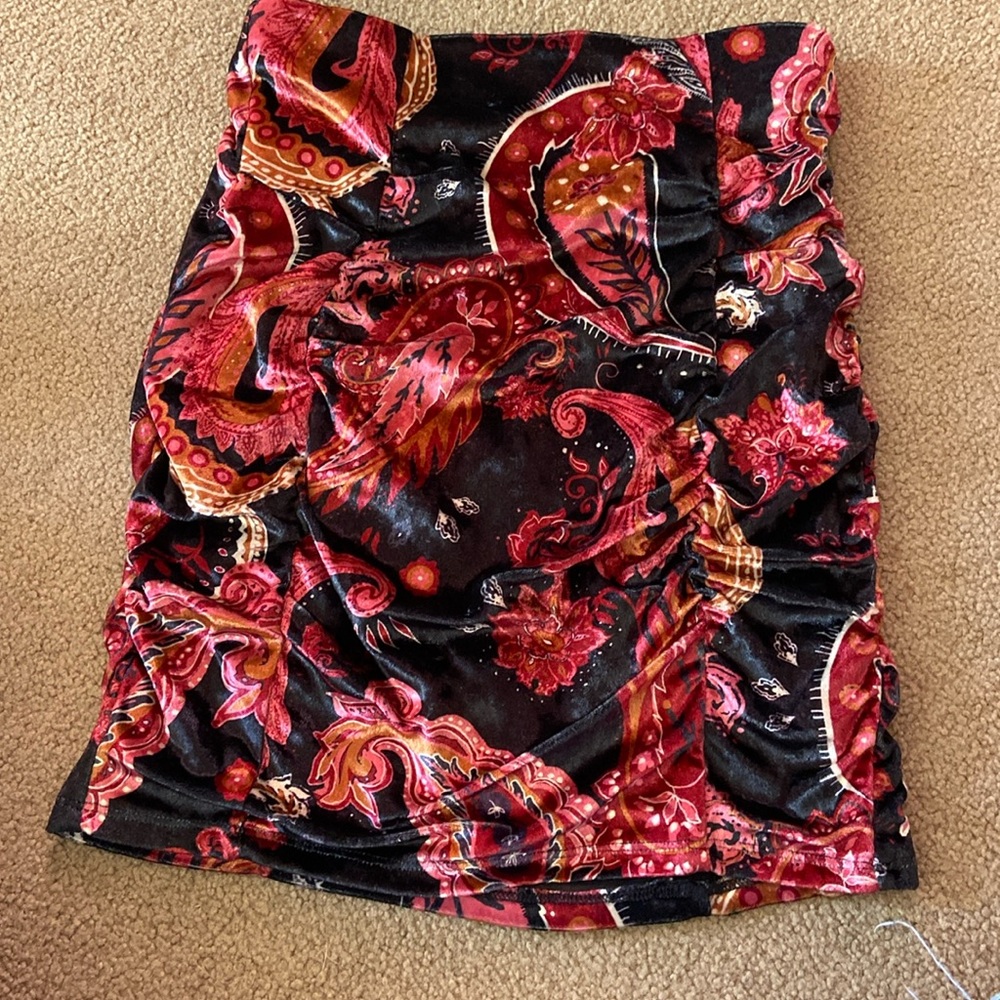 Free People Paisley/Flower Pattern Ruched Skirt Size XS